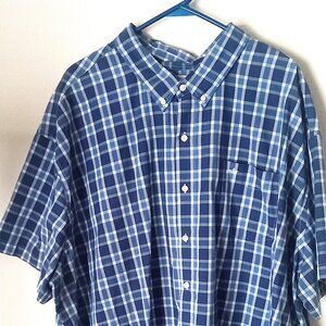 BLUE CHECKER PATTERN CASUAL BUTTON COLLAR SHIRT-4XL
